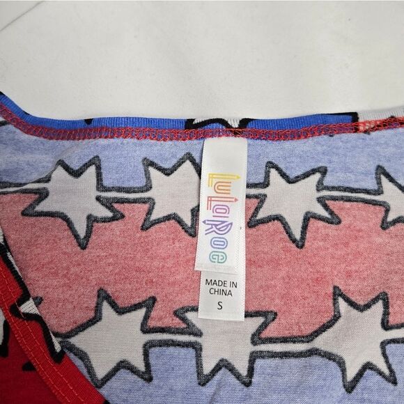 NEW LulaRoe Irma red white and blue stars 4th of July short sleeve tee shirt S - Picture 4 of 8